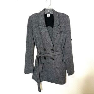 CAbi Charcoal Double-Breasted Blazer Bond belted stretch sz S jacket gray black